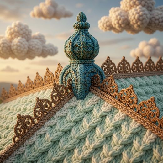 Ornamental Fence Finial — free Knitted Fairytale Cottages knitted art print