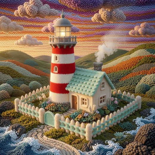 Roof Eave Closeup — free Knitted Fairytale Cottages knitted art print