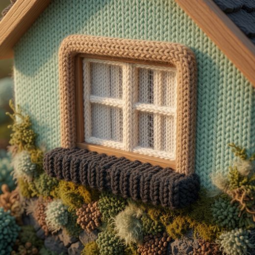 Window Closeup Texture — free Knitted Fairytale Cottages knitted art print