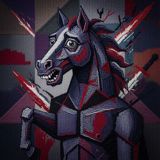 Cubist Horse Guernica Style — free Cubist Portrait Studies knitted art print