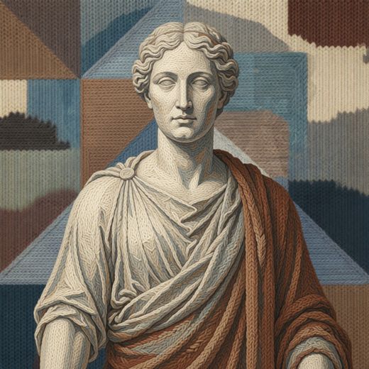 Classical Marble Bust — free Cubist Portrait Studies knitted art print