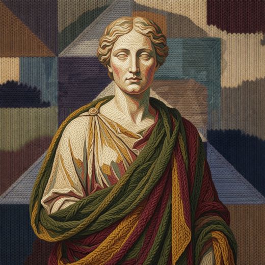 Classical Robed Statue Figure — free Cubist Portrait Studies knitted art print