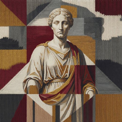 Classical Robed Statue Figure — free Cubist Portrait Studies knitted art print