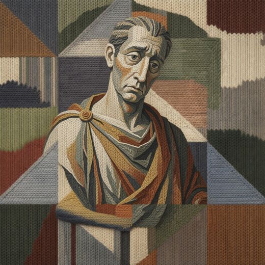 Classical Toga Bust Man — free Cubist Portrait Studies knitted art print