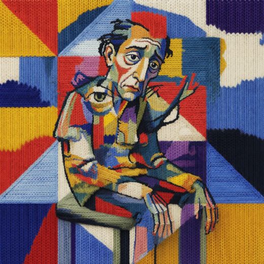 Cubist Family Group Portrait — free Cubist Portrait Studies knitted art print