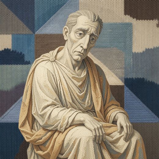 Marble Statue Old Man — free Cubist Portrait Studies knitted art print