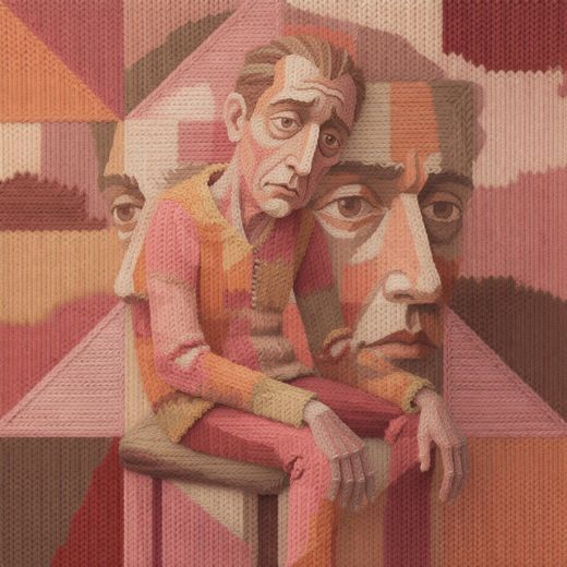 Pink Cubist Double Face — free Cubist Portrait Studies knitted art print