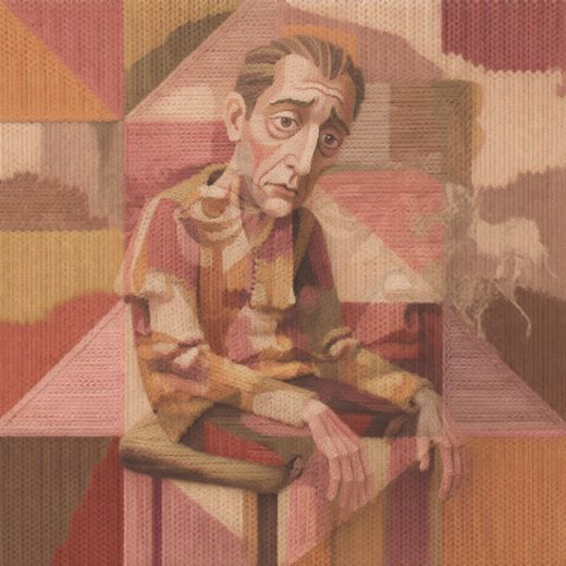 Seated Cubist Man — free Cubist Portrait Studies knitted art print