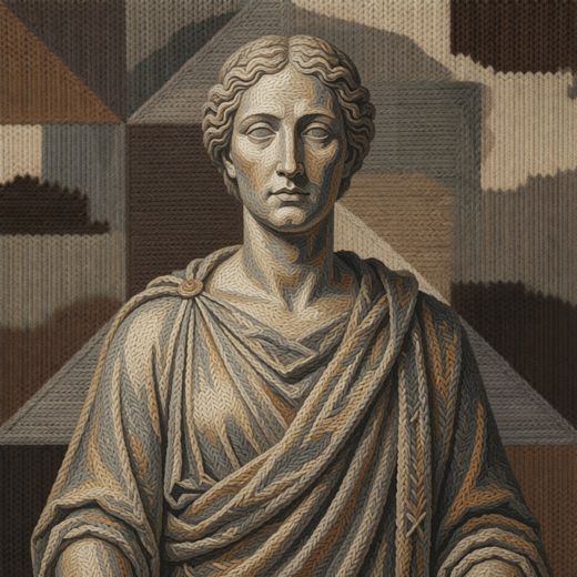 Sepia Classical Statue Bust — free Cubist Portrait Studies knitted art print