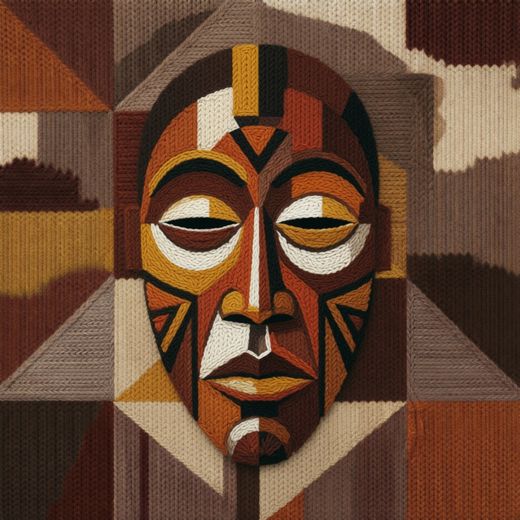 Tribal Face Mask — free Cubist Portrait Studies knitted art print