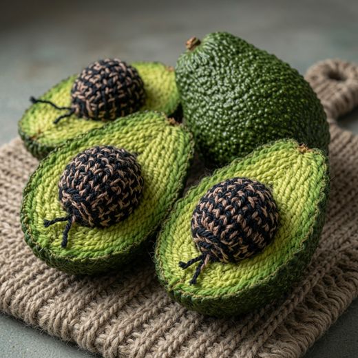 Avocados Cluster — free Knitted Fruit Studies knitted art print