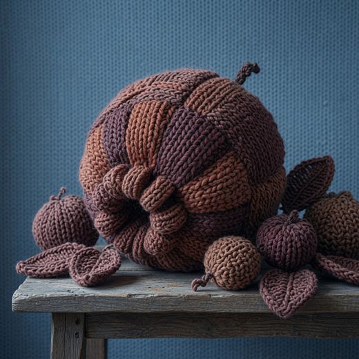 Dark Purple Fruit Cluster — free Knitted Fruit Studies knitted art print
