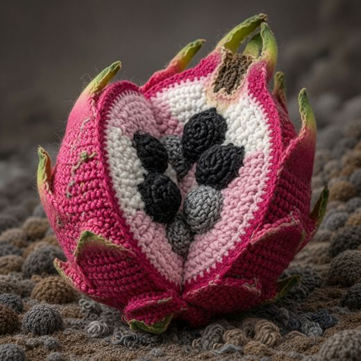 Dragon Fruit Halved — free Knitted Fruit Studies knitted art print