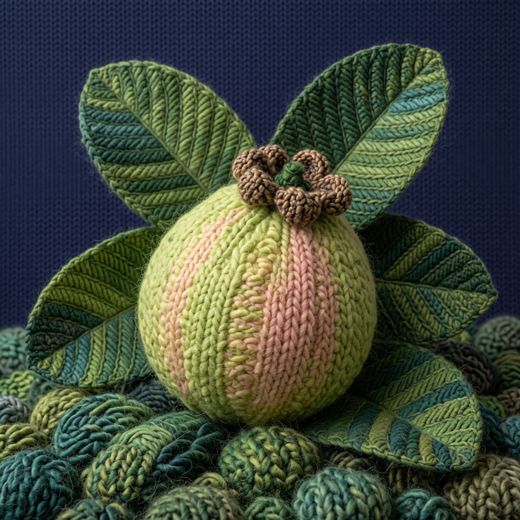 Guava With Leaves — free Knitted Fruit Studies knitted art print