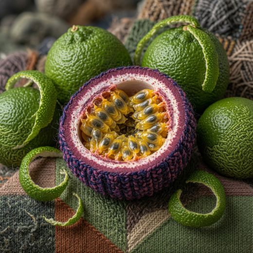 Limes And Passion Fruit — free Knitted Fruit Studies knitted art print