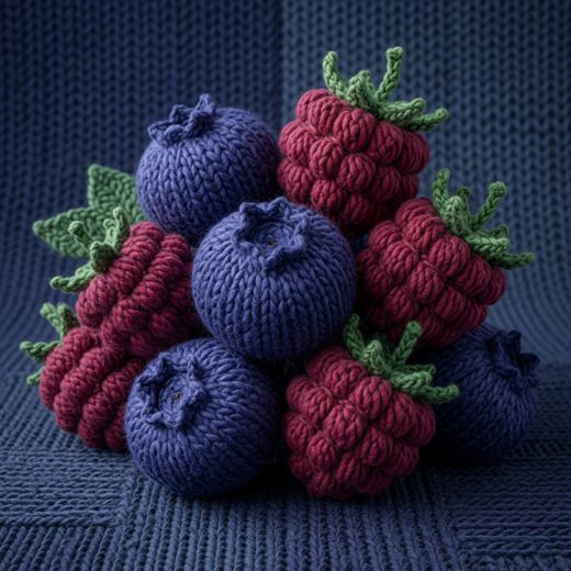Mixed Berries — free Knitted Fruit Studies knitted art print