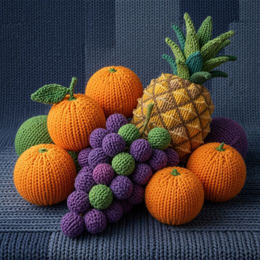 Mixed Fruit Pile — free Knitted Fruit Studies knitted art print