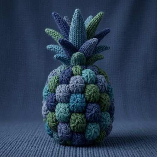 Pineapple With Leaves — free Knitted Fruit Studies knitted art print