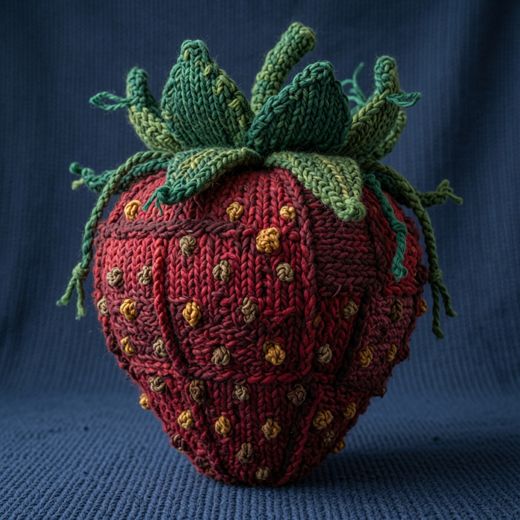 Red Strawberry — free Knitted Fruit Studies knitted art print