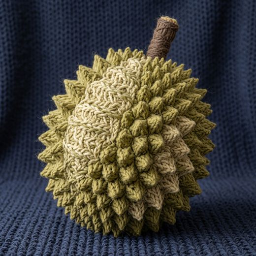 Spiky Durian Fruit — free Knitted Fruit Studies knitted art print