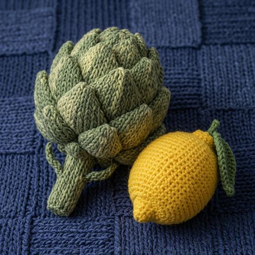 Artichoke And Lemon — free Knitted Fruit Studies knitted art print