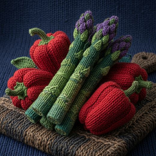 Asparagus And Peppers — free Knitted Fruit Studies knitted art print