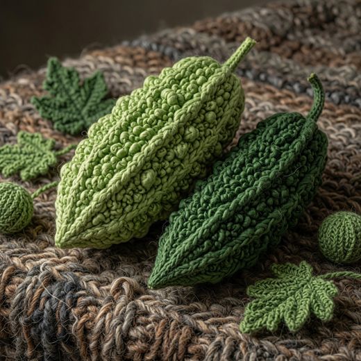 Bitter Melon Gourds — free Knitted Fruit Studies knitted art print