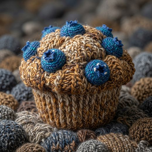 Blueberry Muffin — free Knitted Fruit Studies knitted art print