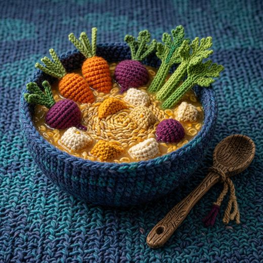 Bowl Of Mixed Vegetables — free Knitted Fruit Studies knitted art print