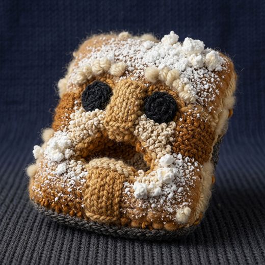 Bread Loaf With Face — free Knitted Fruit Studies knitted art print