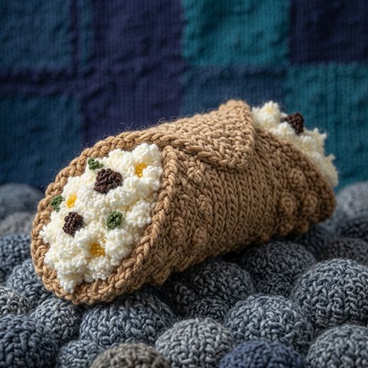 Cannoli Pastry — free Knitted Fruit Studies knitted art print