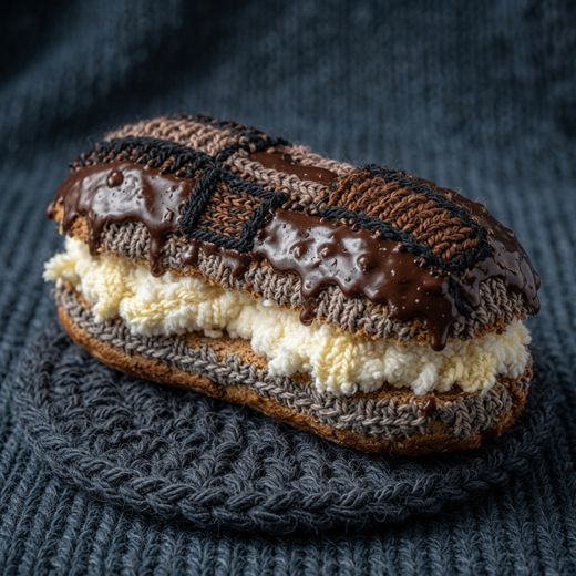 Chocolate Ice Cream Sandwich — free Knitted Fruit Studies knitted art print