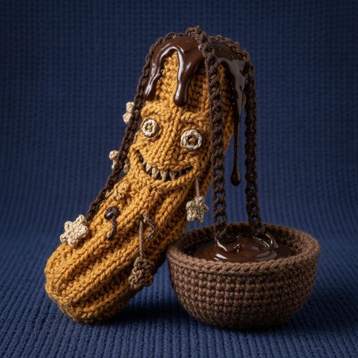 Churro With Face — free Knitted Fruit Studies knitted art print