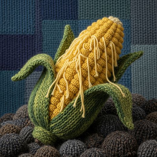 Corn On Cob — free Knitted Fruit Studies knitted art print