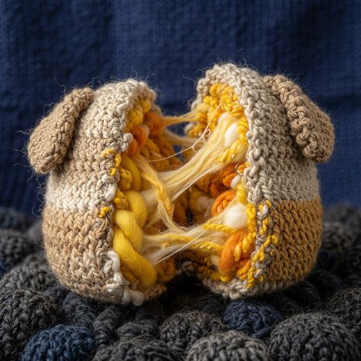 Cracked Walnut Shell — free Knitted Fruit Studies knitted art print