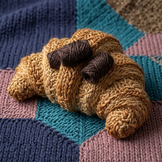 Croissant With Chocolate — free Knitted Fruit Studies knitted art print
