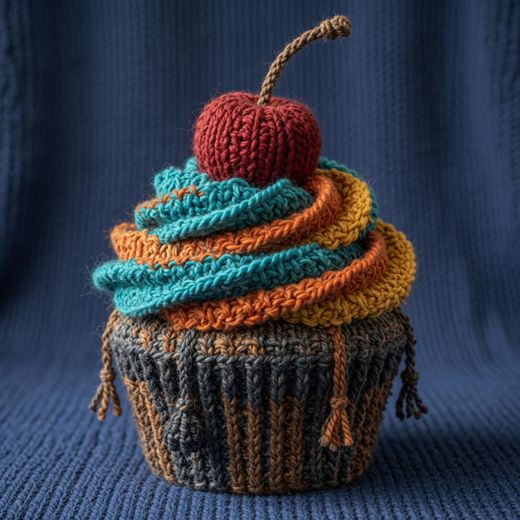 Cupcake With Cherry — free Knitted Fruit Studies knitted art print