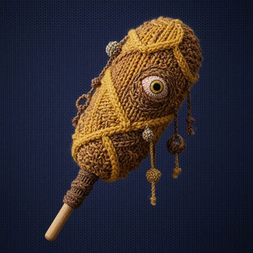 Golden Lemon Rattle — free Knitted Fruit Studies knitted art print