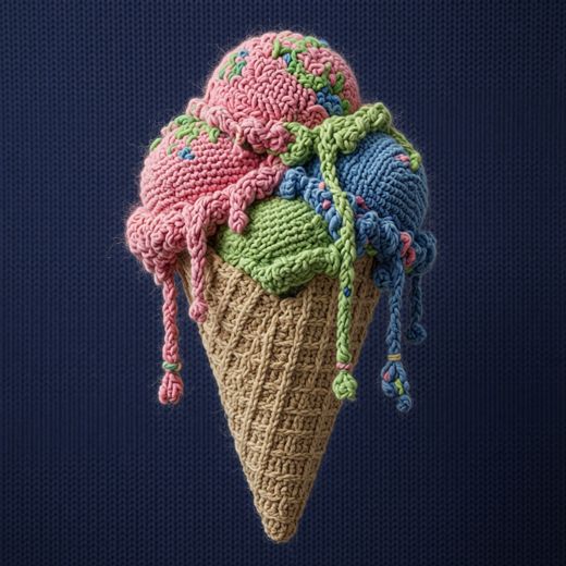 Ice Cream Cone — free Knitted Fruit Studies knitted art print
