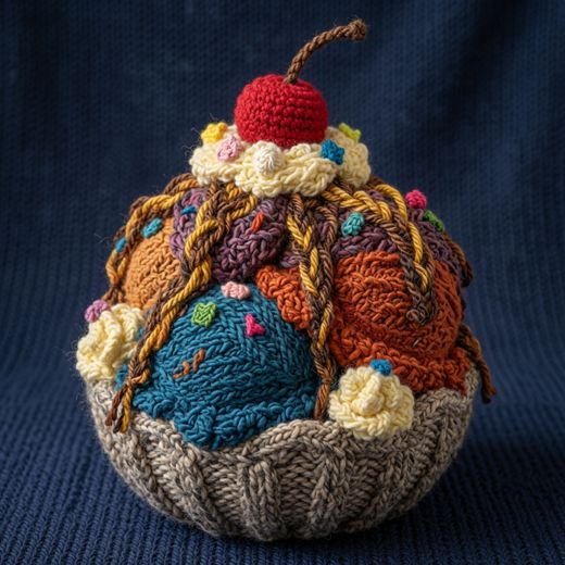 Ice Cream Sundae Bowl — free Knitted Fruit Studies knitted art print