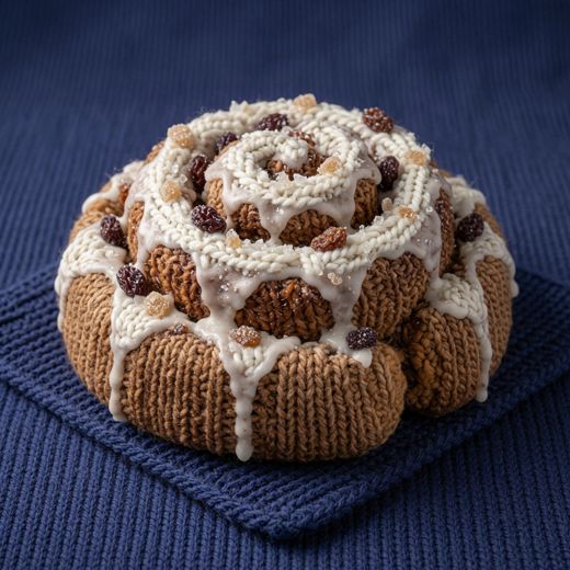 Iced Cinnamon Roll — free Knitted Fruit Studies knitted art print