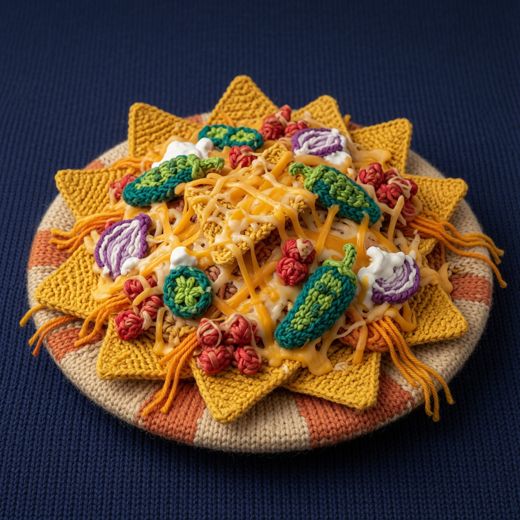 Loaded Nachos Plate — free Knitted Fruit Studies knitted art print