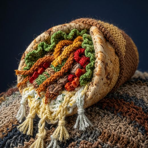 Loaded Shawarma Wrap — free Knitted Fruit Studies knitted art print