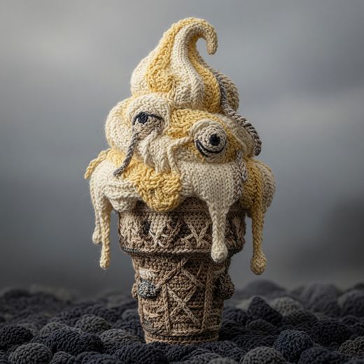 Melting Ice Cream Cone — free Knitted Fruit Studies knitted art print