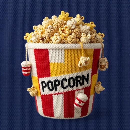 Popcorn Bucket — free Knitted Fruit Studies knitted art print