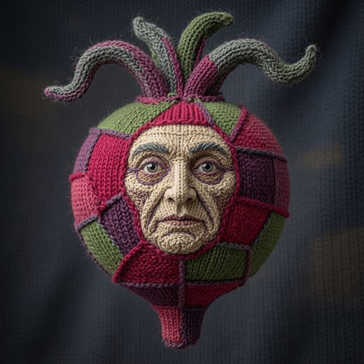 Radish With Face — free Knitted Fruit Studies knitted art print