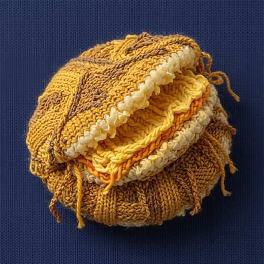 Stacked Golden Dumplings — free Knitted Fruit Studies knitted art print
