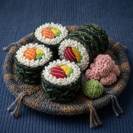 Sushi Platter — free Knitted Fruit Studies knitted art print