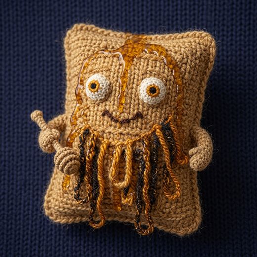 Toast Bread Mascot Character — free Knitted Fruit Studies knitted art print