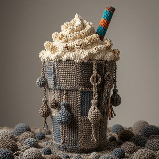 Trash Can Dessert Drink — free Knitted Fruit Studies knitted art print
